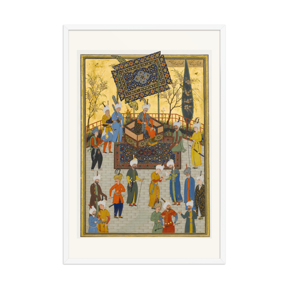 Khusrau Enthroned — Khamsa of Nizami, Herat | Restored Persian Wall Art — view 9