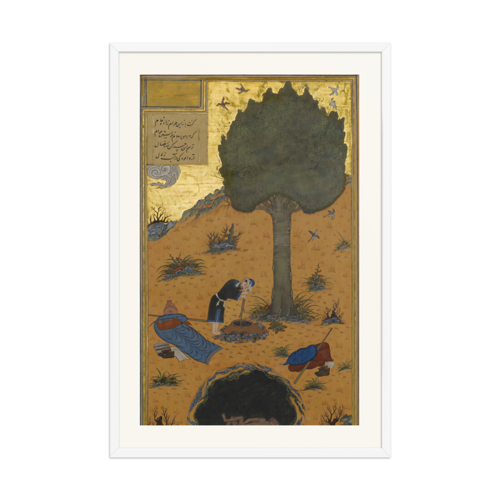 The Braggart Drowned in a Well — Haft Paykar, Herat 1430 | Restored Persian Wall Art — view 9