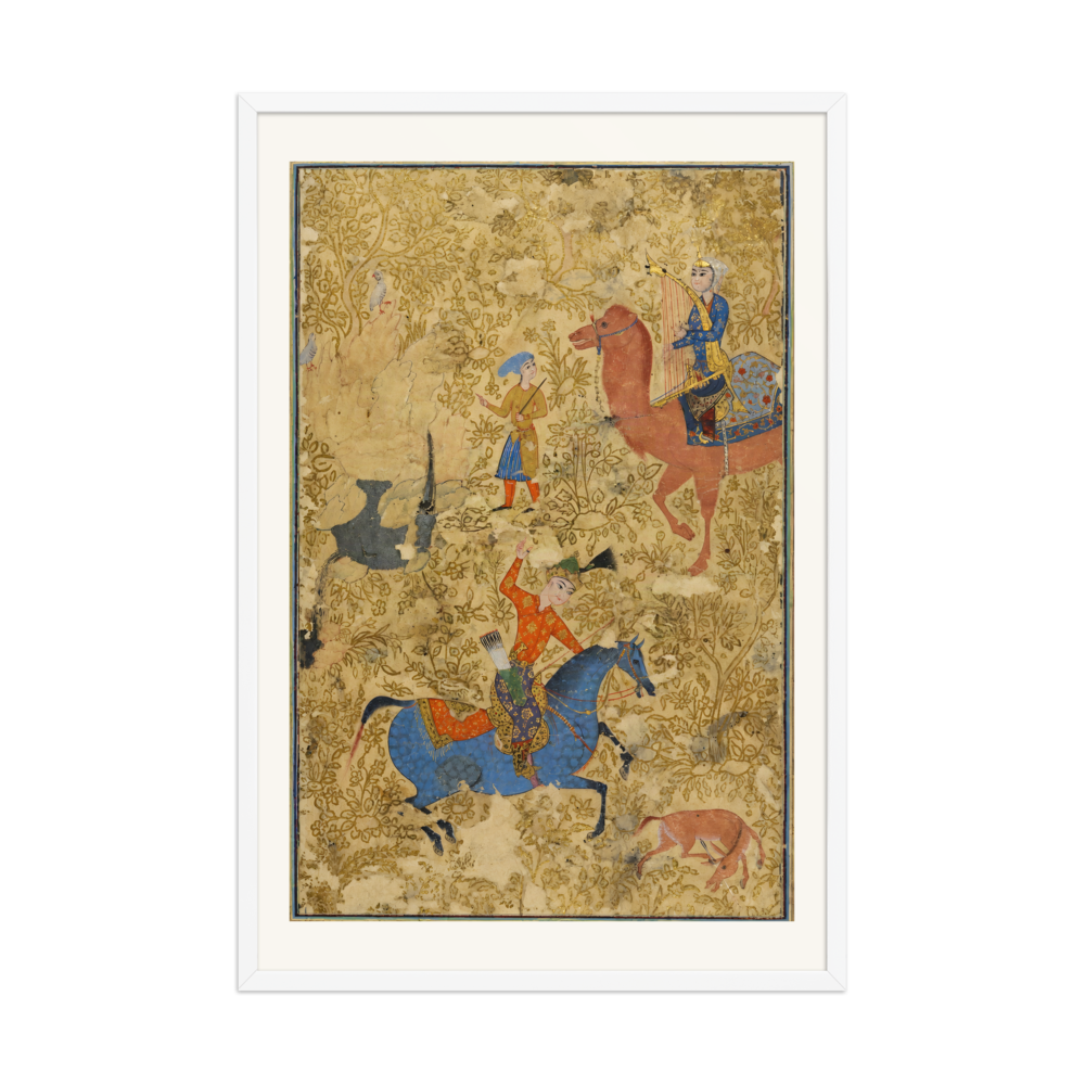 Bahram Gur and Azada — Safavid Shahnama | Restored Persian Wall Art — view 9