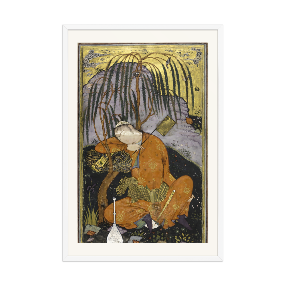 Sleeping Youth beneath a Willow — Isfahan | Restored Persian Wall Art — view 9