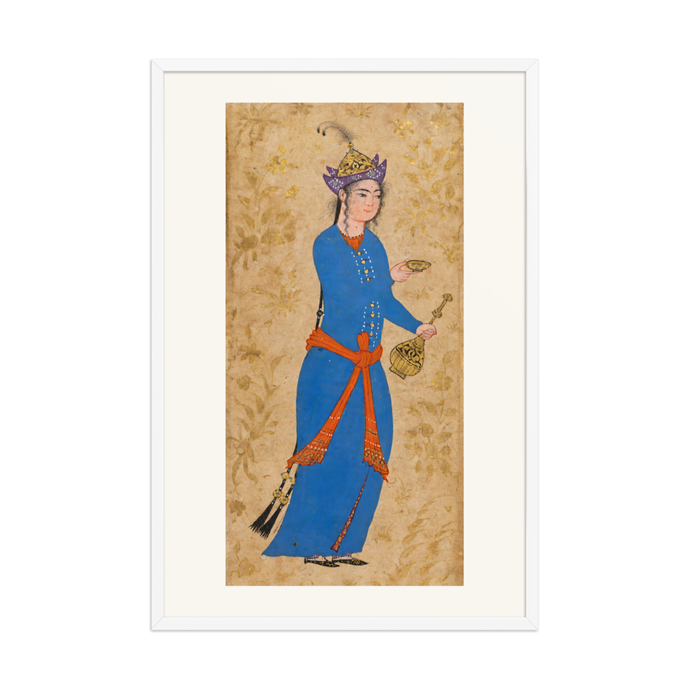 Princess with Wine Bottle and Cup — Safavid Iran | Restored Persian Wall Art — view 9