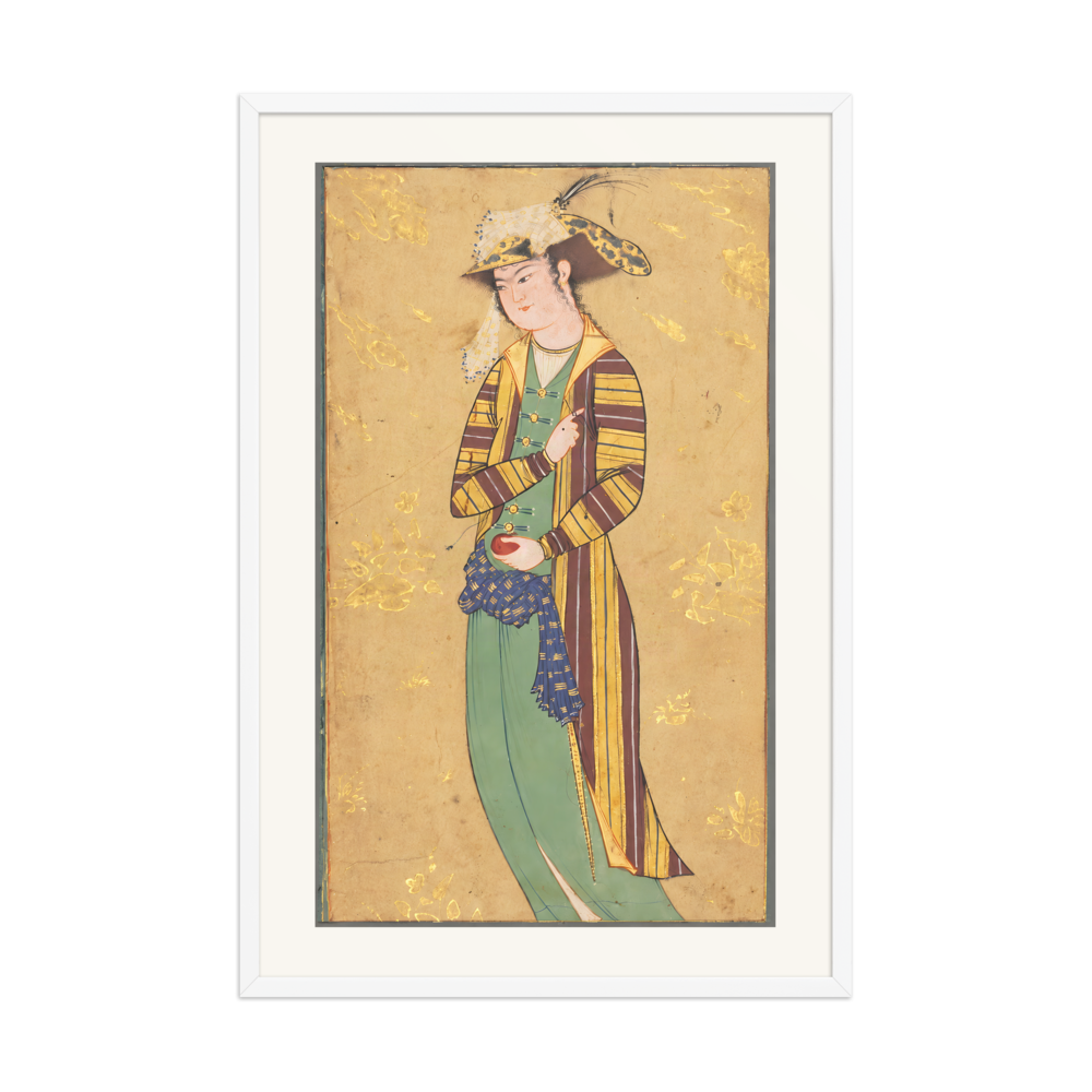 Youth Holding a Pomegranate — Isfahan | Restored Persian Wall Art — view 9