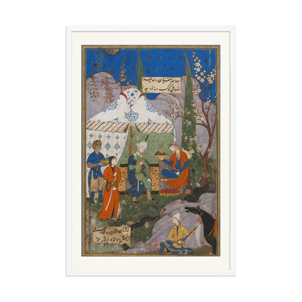 Khusrau and Shirin in the Meadow — Safavid Shiraz | Restored Persian Wall Art — view 9