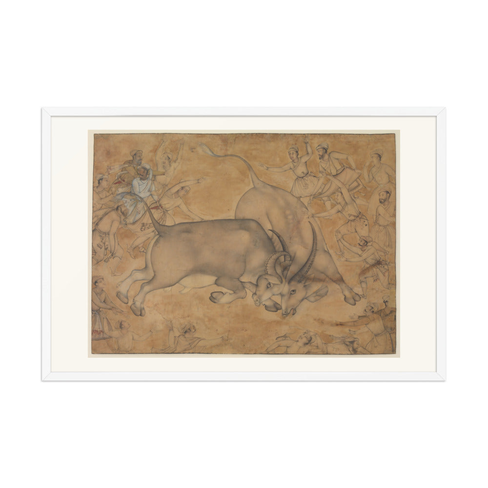 Buffaloes in Combat, attributed to Miskin | Restored Mughal Wall Art — view 10
