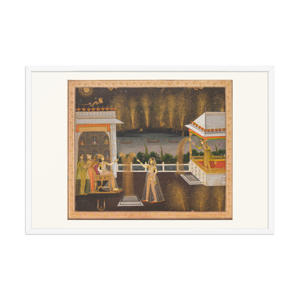 Royal Women Celebrating Diwali — Restored Indian Wall Art — view 12