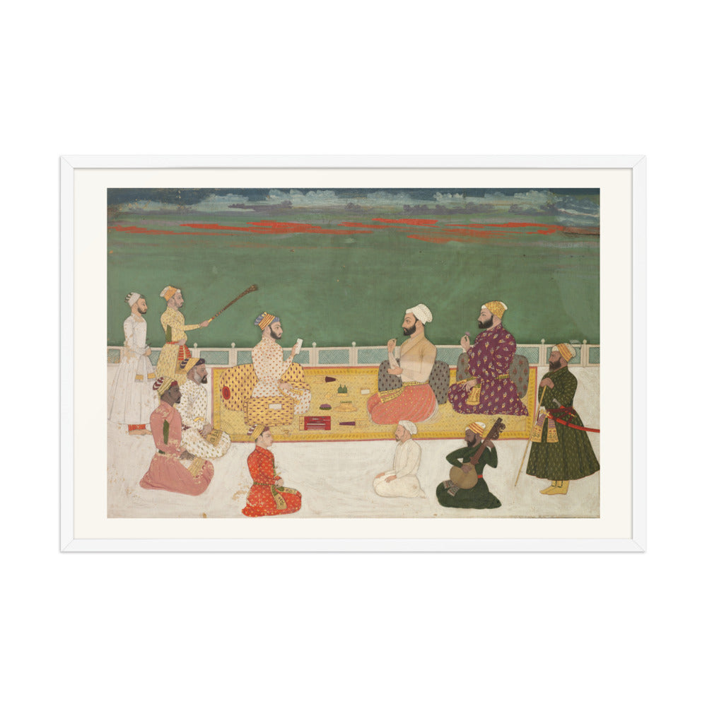 A Ruler Presents a Document to Visiting Nobles — Restored Mughal Wall Art — view 10