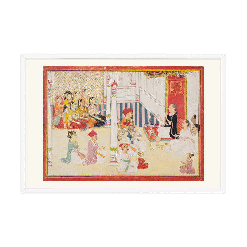 Shvetambara Jain Teacher Giving Instruction — Restored Rajput Wall Art — view 10