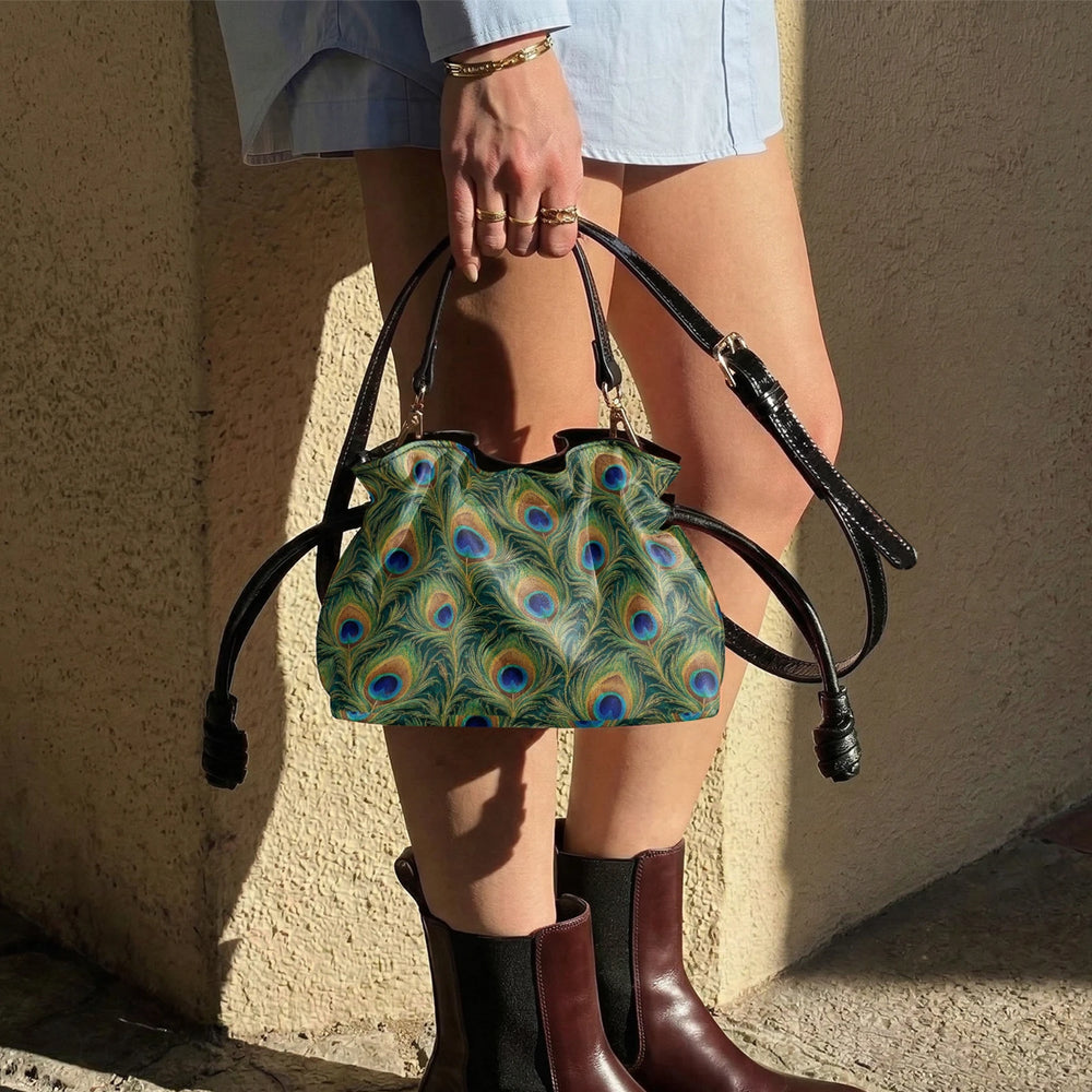 Mor Feather — Peacock Green Drawstring Pouch Bag — view 10