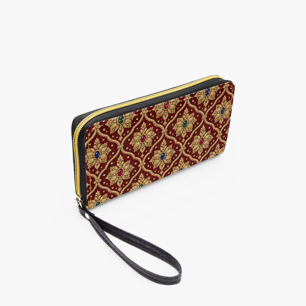 Shahi Zardozi — Wine & Gold Wristlet Clutch Wallet — view 4