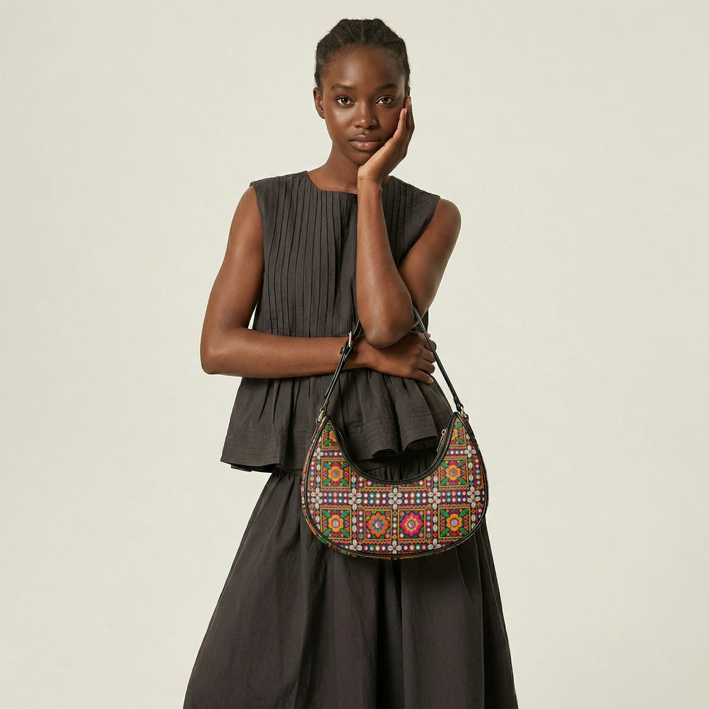 Kutch Mirror-Work — Multicolour Crescent Shoulder Bag — view 16