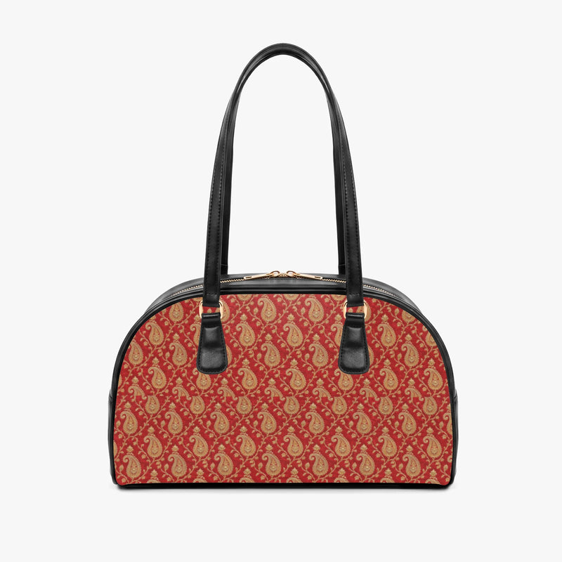 Zari Buti — Red & Gold Arch-Top Handbag