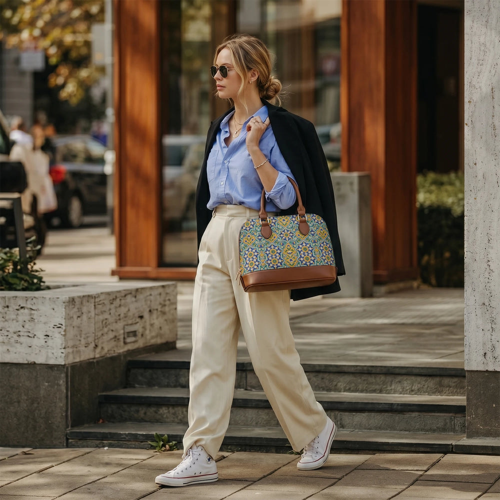 Kashi Tile — Lapis & Turquoise Dome Handbag — view 8