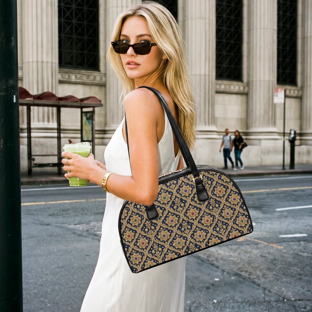 Zardozi Midnight — Navy & Gold Arch-Top Handbag — view 5
