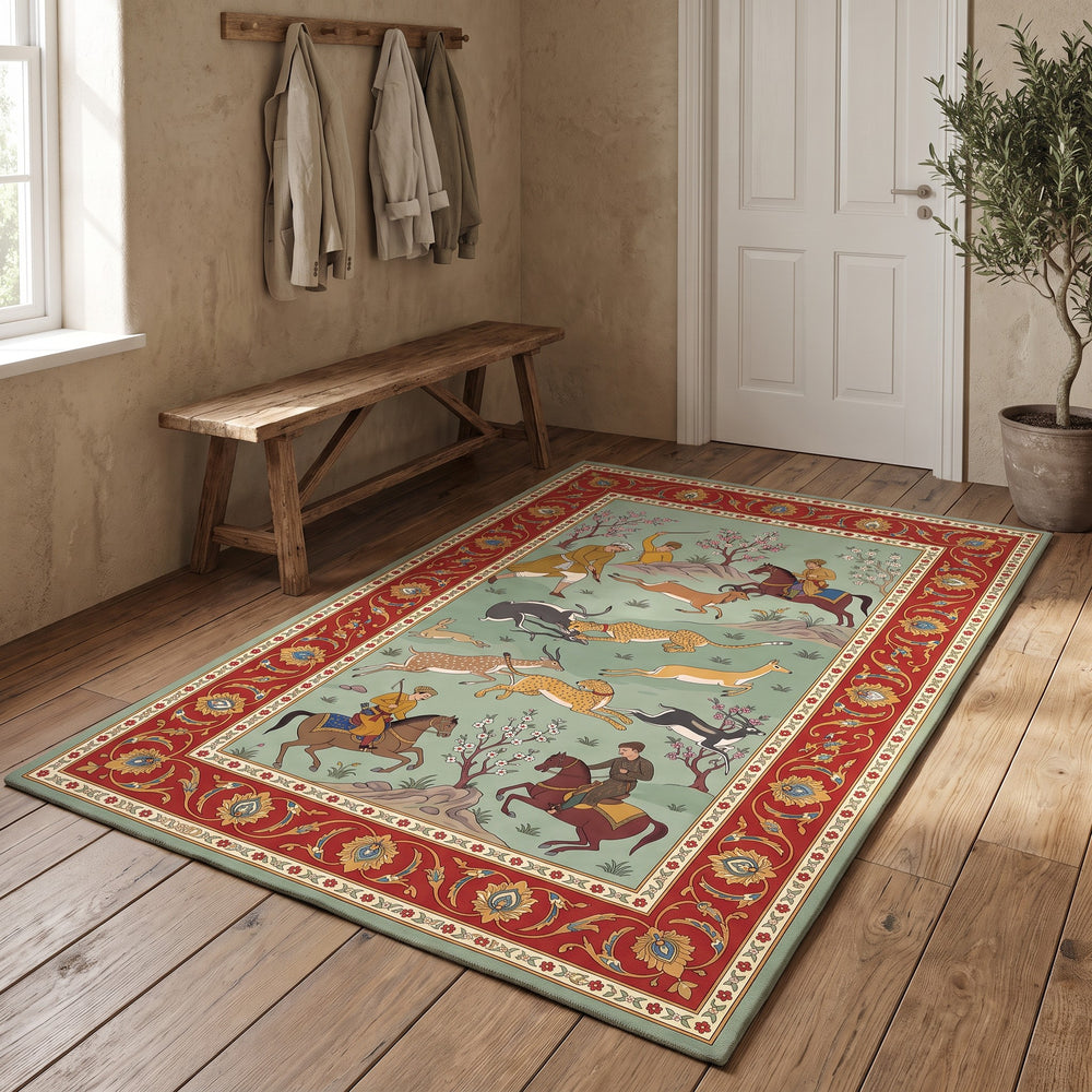 Shikar — Mughal Hunting Scene Area Rug — view 2