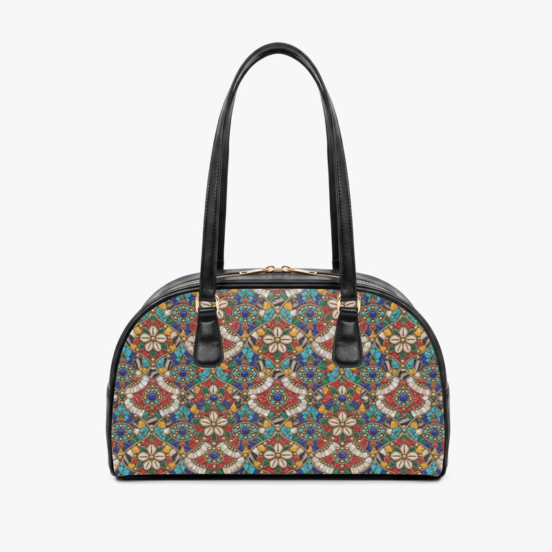 Stone Mosaic — Jewel Tones Arch-Top Handbag