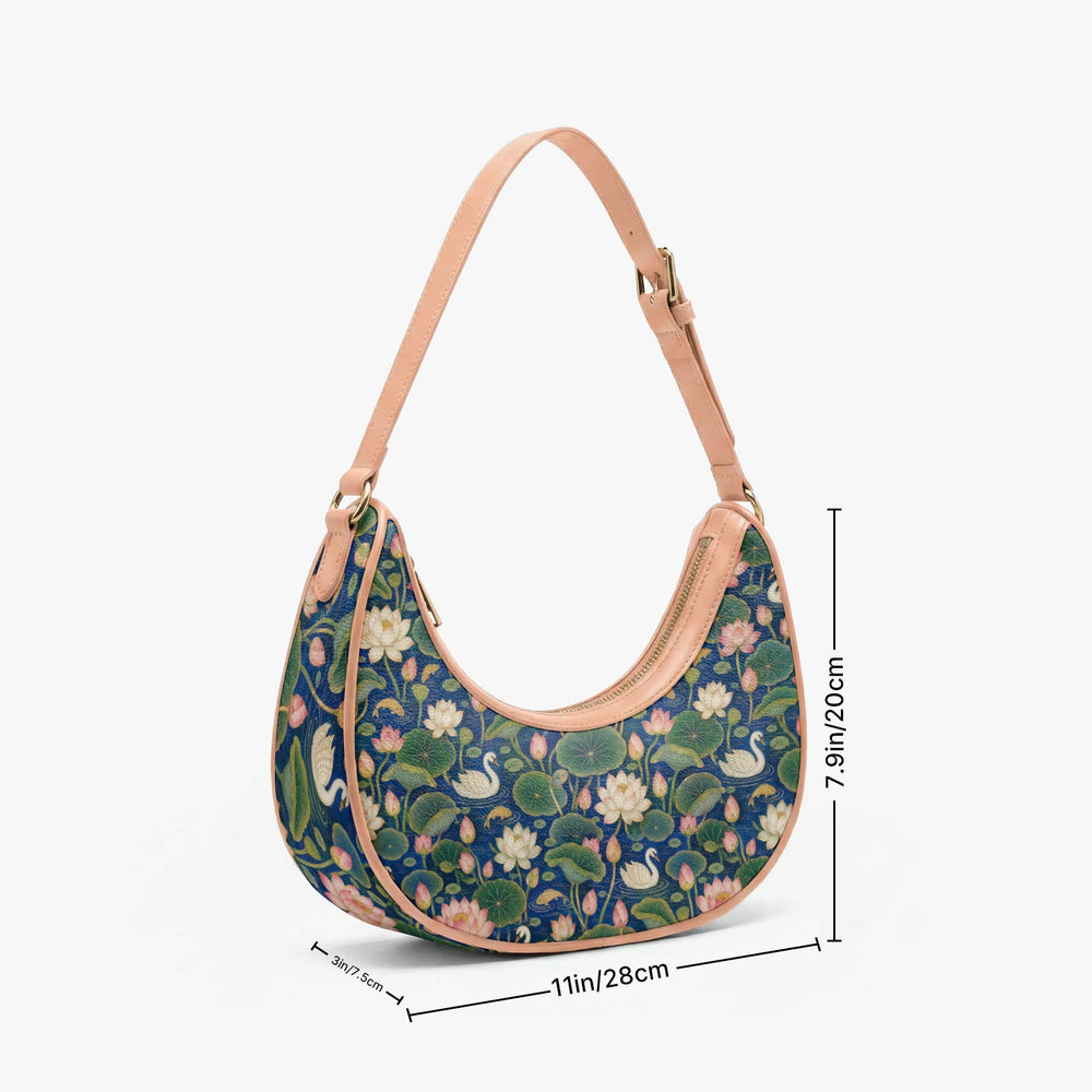 Kamal Talai — Lotus Pond Navy Crescent Shoulder Bag — view 9