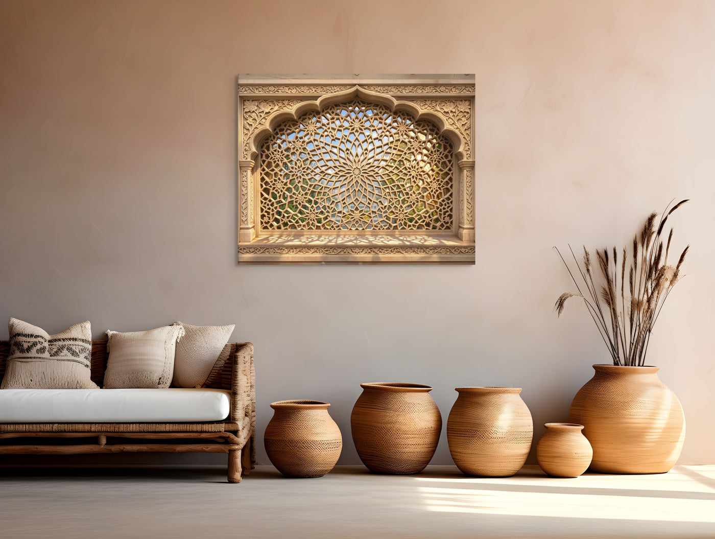 Akbari Star Jali Canvas  – Mughal Geometric Wall Art — view 3