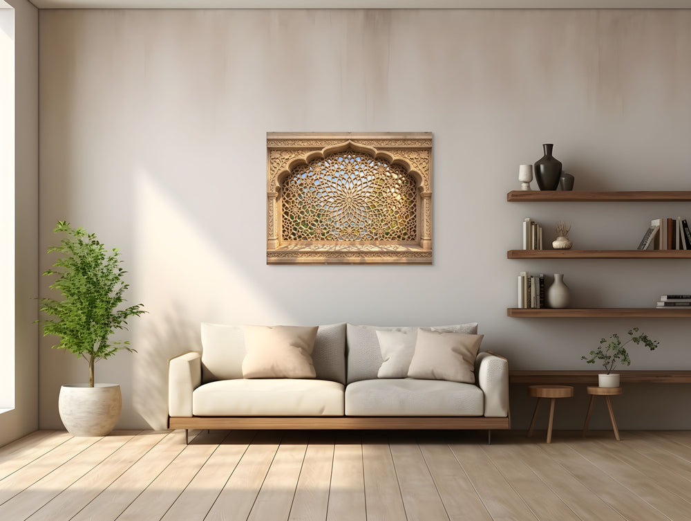 Akbari Star Jali Canvas  – Mughal Geometric Wall Art — view 4