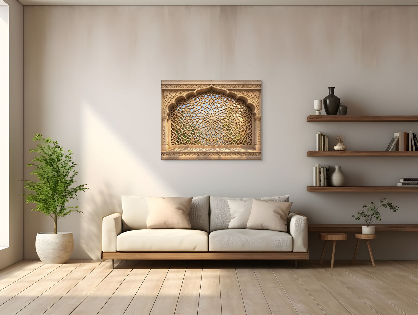 Akbari Star Jali Canvas  – Mughal Geometric Wall Art — view 4