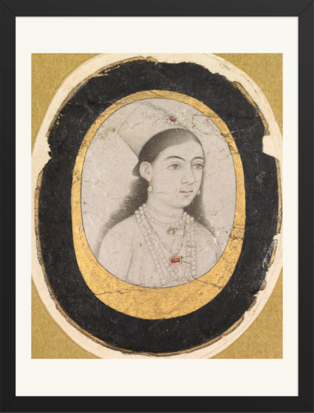 Jewel Portrait of a Young Girl — Restored Mughal Wall Art — view 9