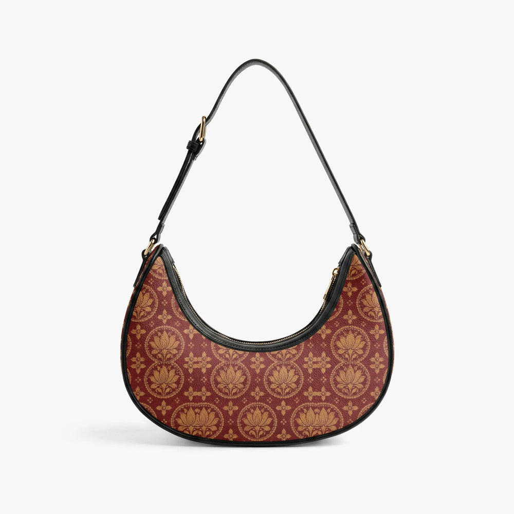 Bagru Lotus — Madder Red Crescent Shoulder Bag — view 5