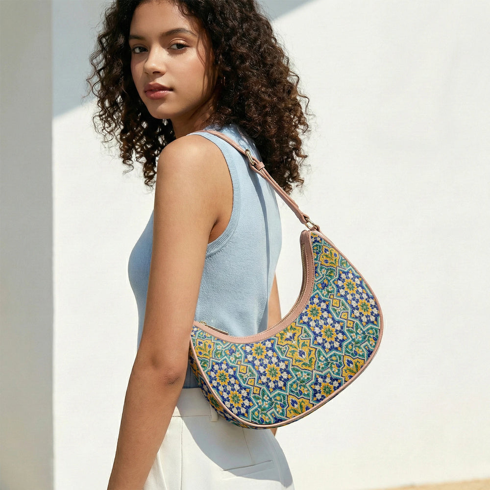 Kashi Tile — Lapis & Turquoise Crescent Shoulder Bag — view 14