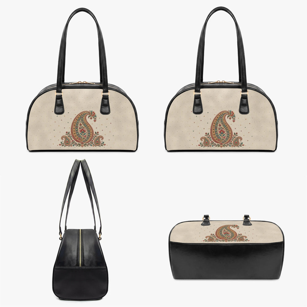 Embroidered Buta — Ivory Arch-Top Handbag — view 2