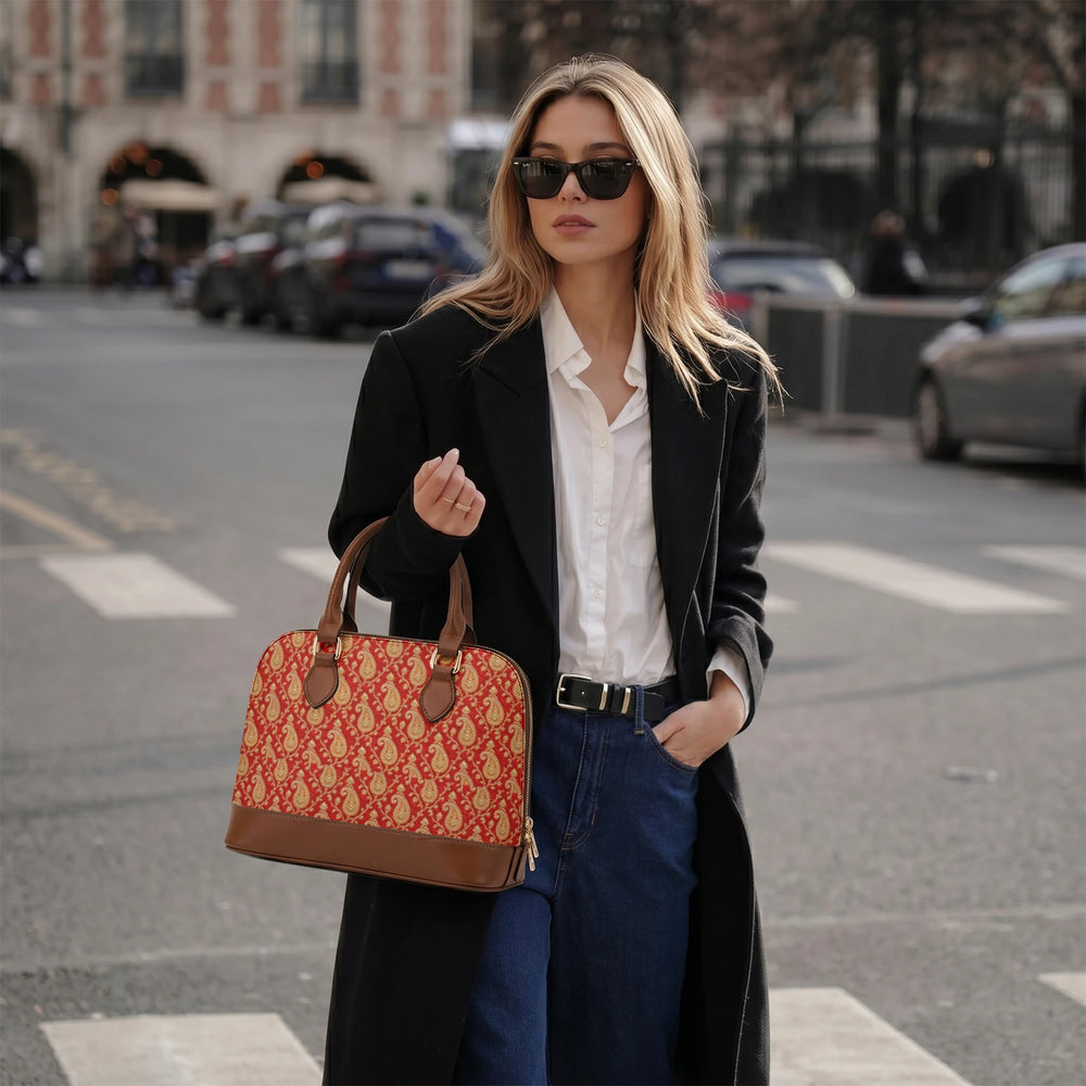 Zari Buti — Red & Gold Dome Handbag — view 6