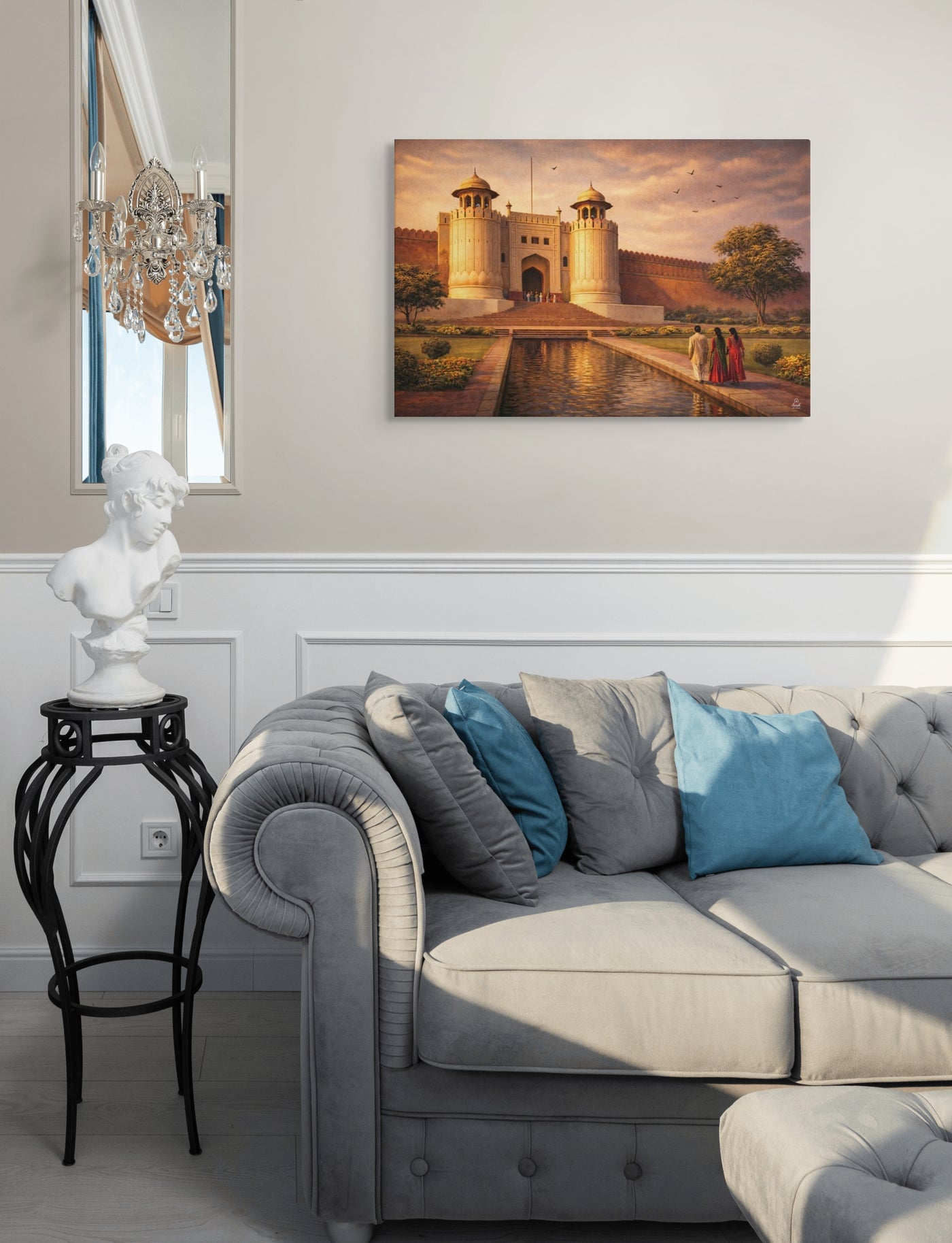 Shahi Qila at Golden Hour – Mughal Architecture Canvas Wall Art — view 10