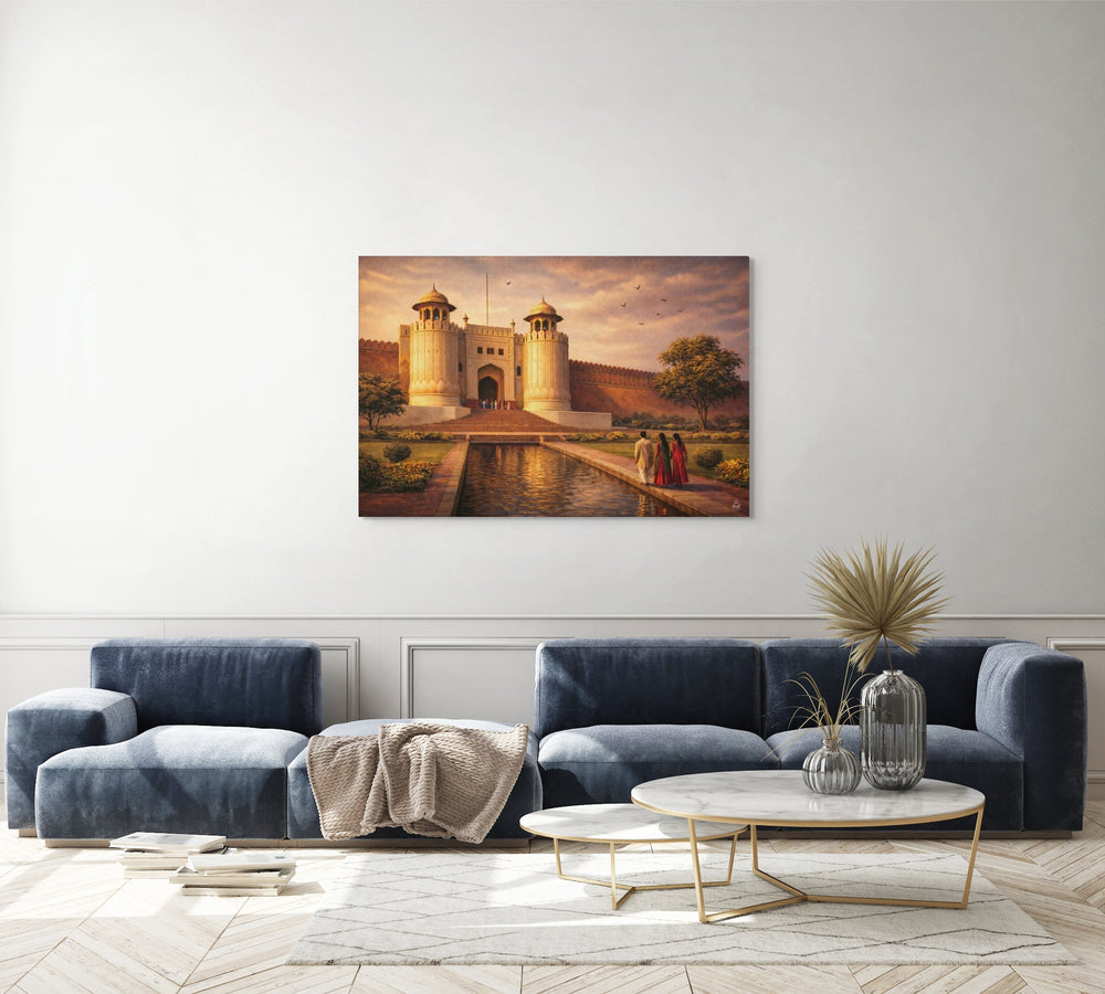 Shahi Qila at Golden Hour – Mughal Architecture Canvas Wall Art — view 7
