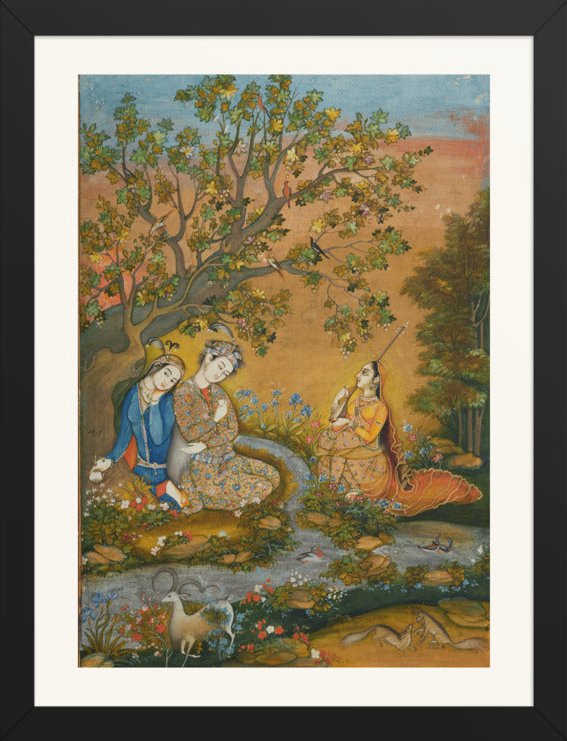 Lovers in a Landscape — Mughal Album Folio | Restored Mughal Wall Art — view 11
