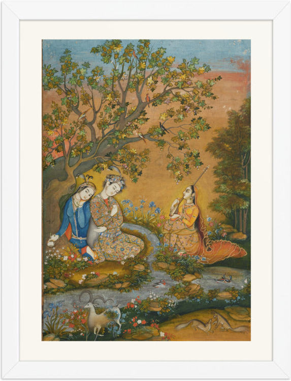 Lovers in a Landscape — Mughal Album Folio | Restored Mughal Wall Art — view 13