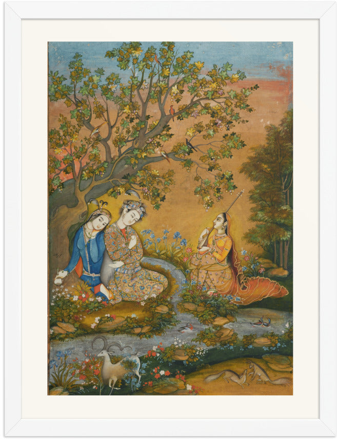 Lovers in a Landscape — Mughal Album Folio | Restored Mughal Wall Art — view 14