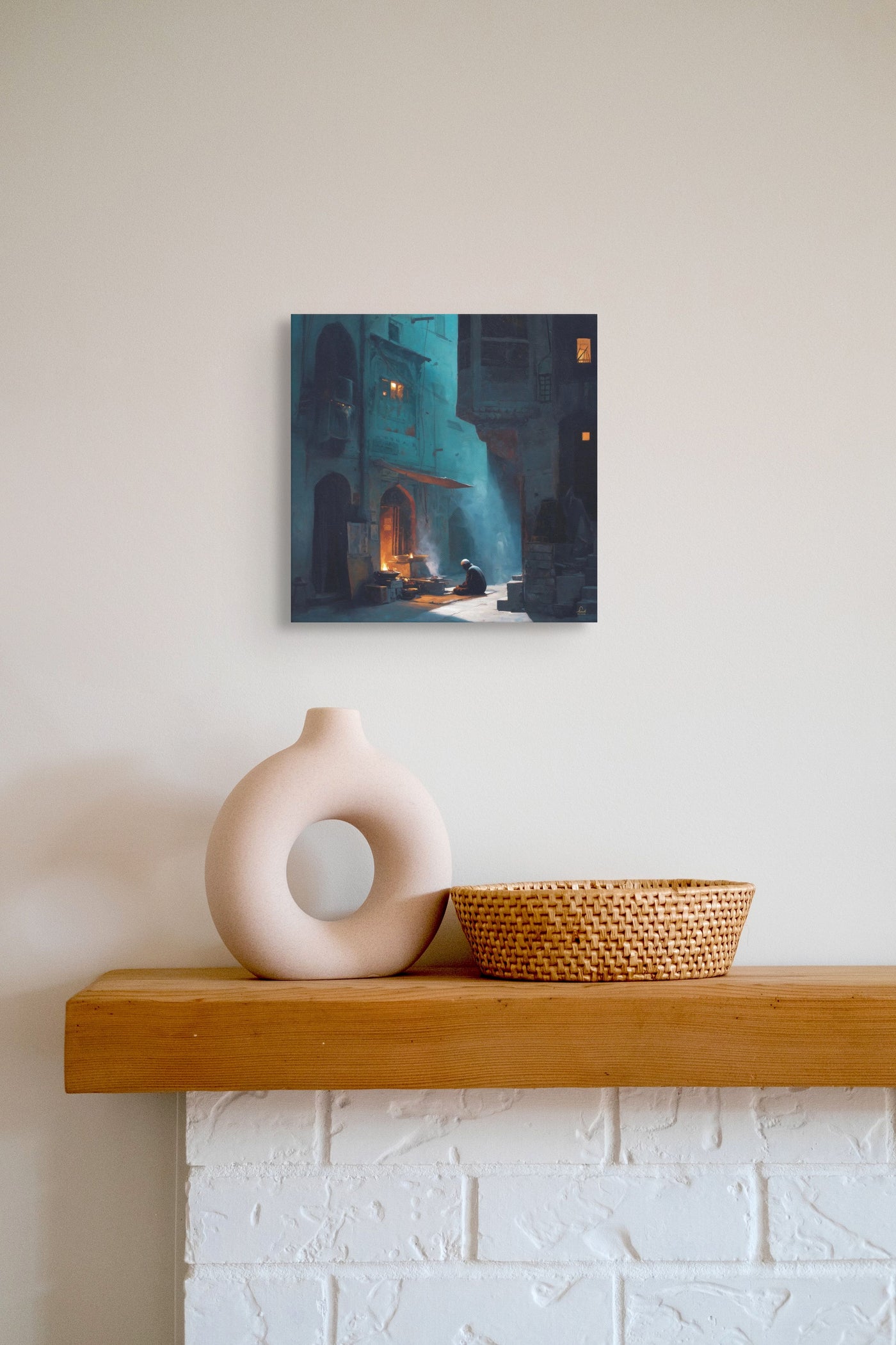 Midnight Courtyard Glow – Old Delhi Mughal Architectural Canvas Wall Art — view 8