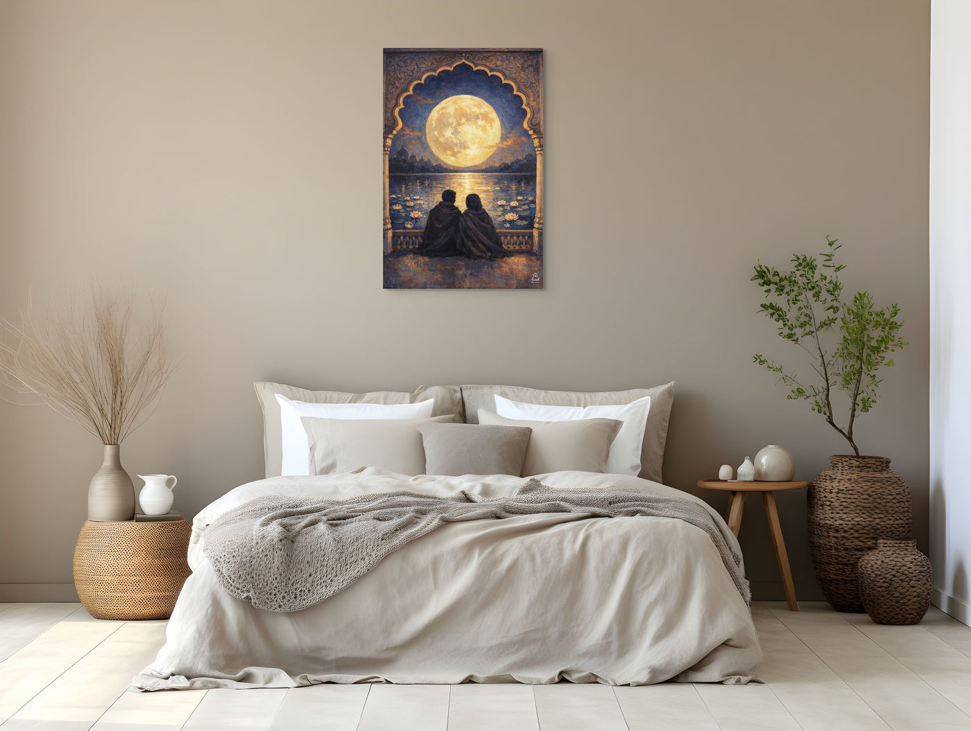 Moonlit Palace Reflections – Mughal Inspired Romantic Canvas Art — view 6