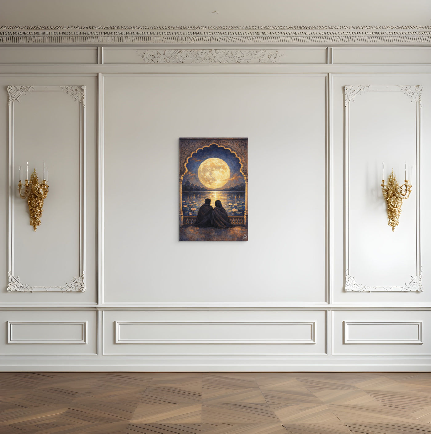 Moonlit Palace Reflections – Mughal Inspired Romantic Canvas Art — view 7