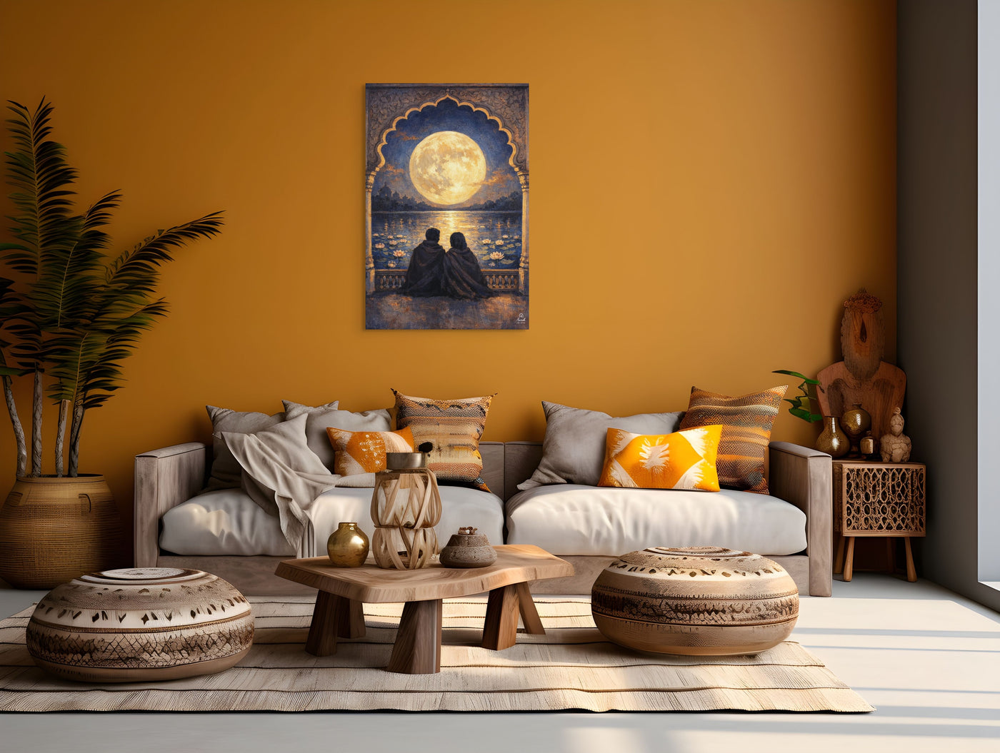 Moonlit Palace Reflections – Mughal Inspired Romantic Canvas Art — view 8