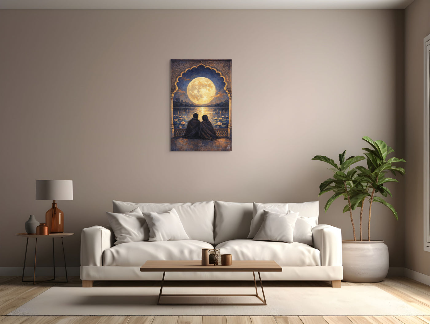 Moonlit Palace Reflections – Mughal Inspired Romantic Canvas Art — view 9