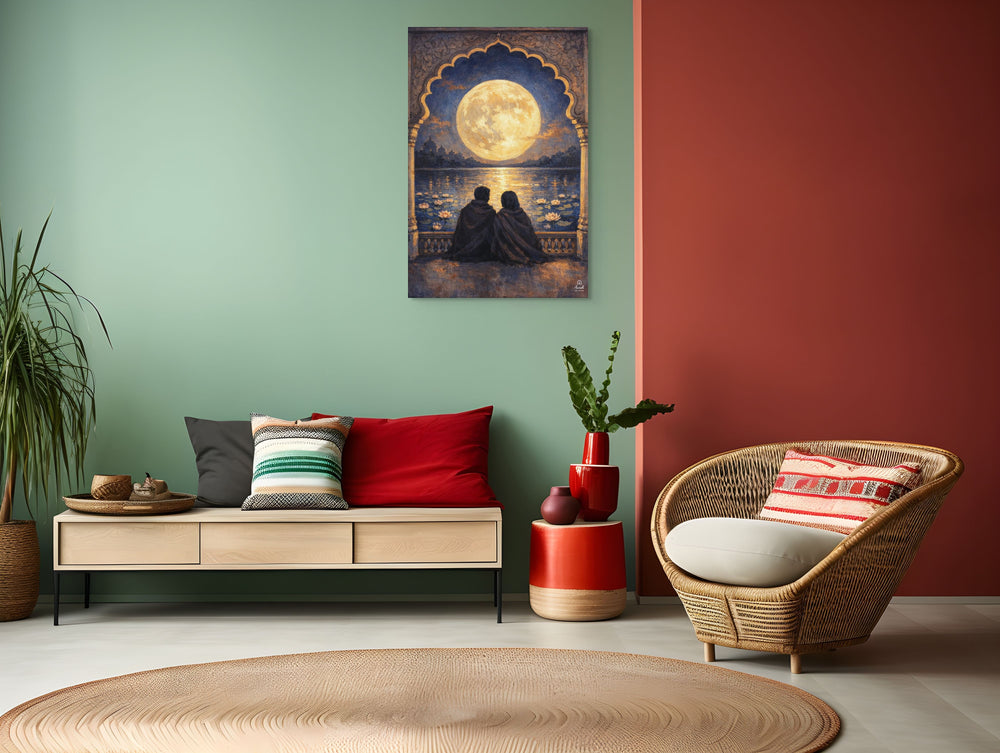 Moonlit Palace Reflections – Mughal Inspired Romantic Canvas Art — view 11