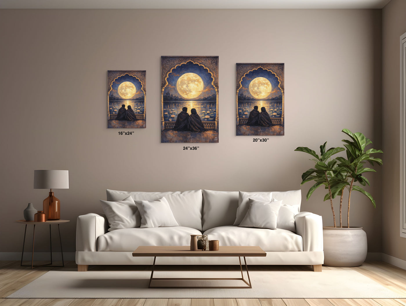 Moonlit Palace Reflections – Mughal Inspired Romantic Canvas Art — view 5