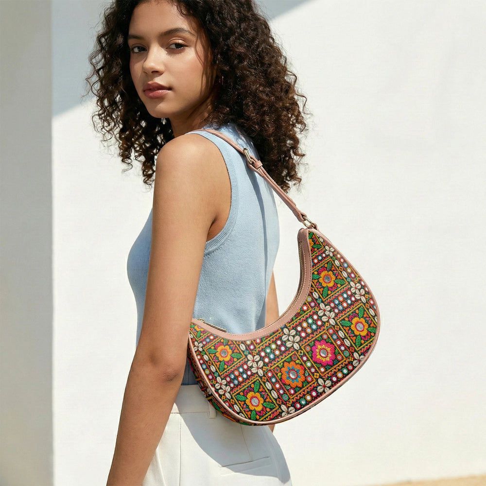 Kutch Mirror-Work — Multicolour Crescent Shoulder Bag — view 13