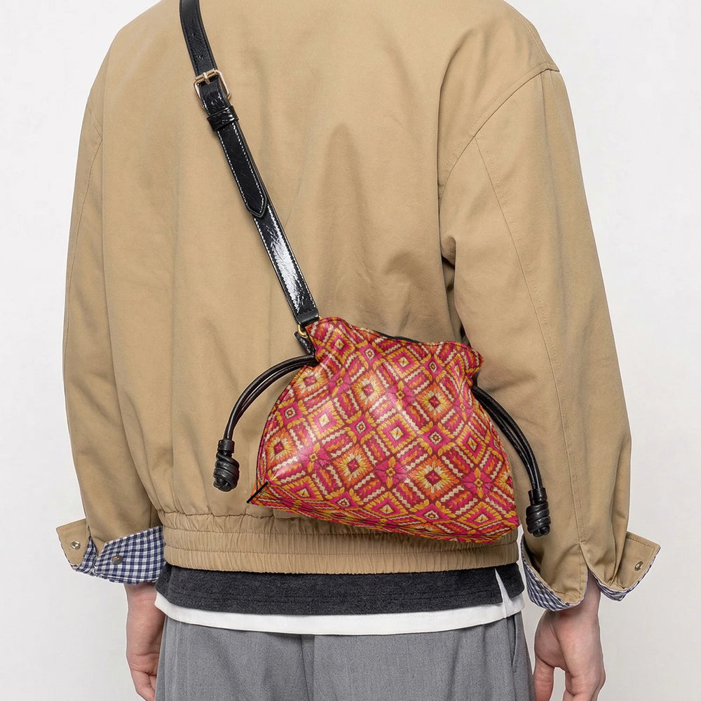 Phulkari — Saffron & Red Drawstring Pouch Bag — view 9