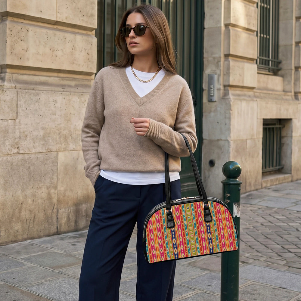Mashru Ikat — Multicolour Stripe Arch-Top Handbag — view 4