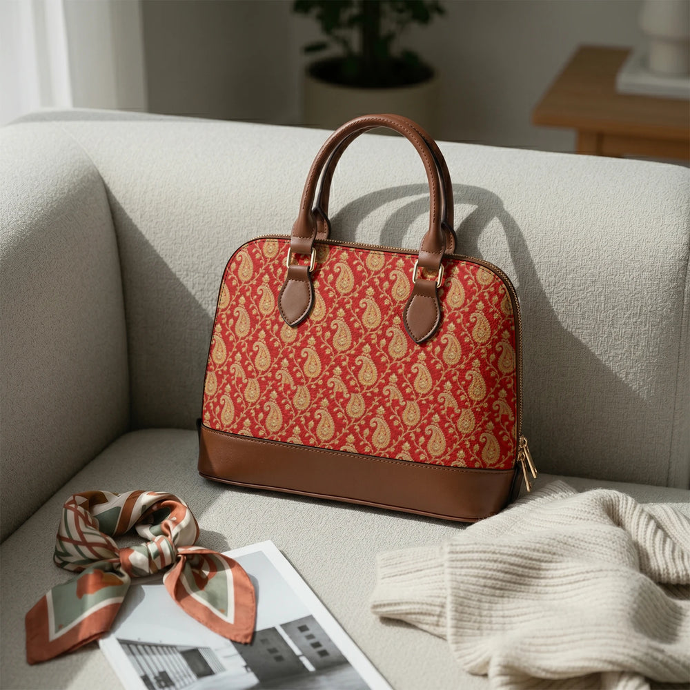 Zari Buti — Red & Gold Dome Handbag — view 5