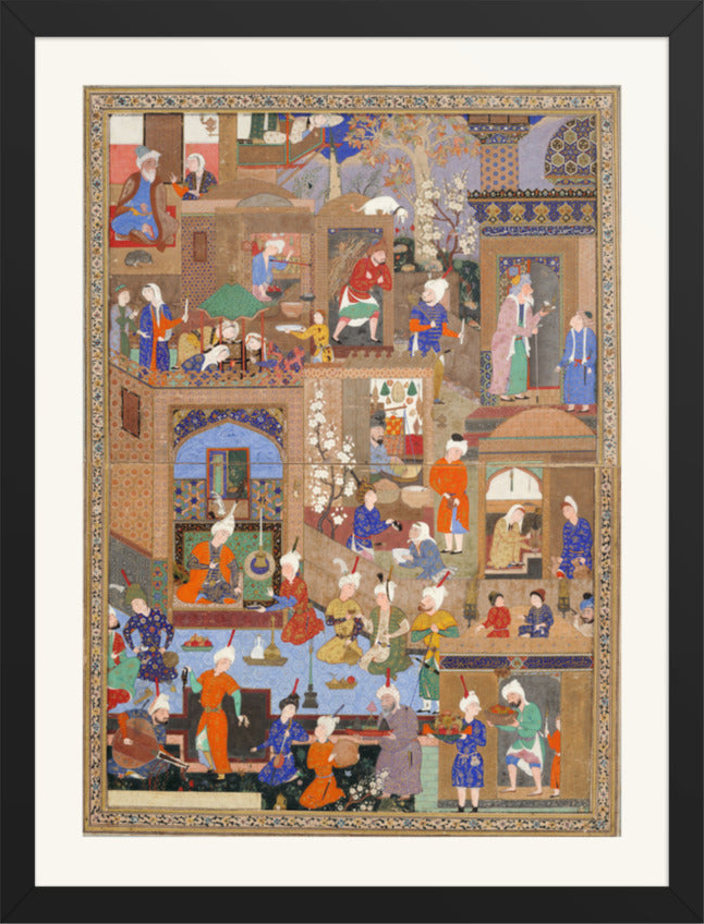 Nighttime in a City by Mir Sayyid Ali | Restored Persian Miniature — view 11