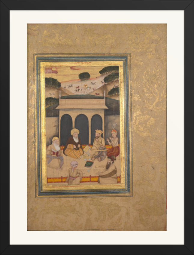 A Nobleman Visiting a Saint at His Shrine — Restored Mughal Wall Art — view 9