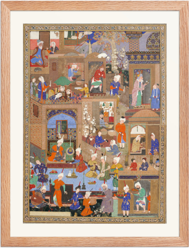 Nighttime in a City by Mir Sayyid Ali | Restored Persian Miniature — view 22
