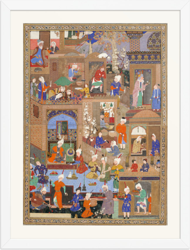 Nighttime in a City by Mir Sayyid Ali | Restored Persian Miniature — view 23