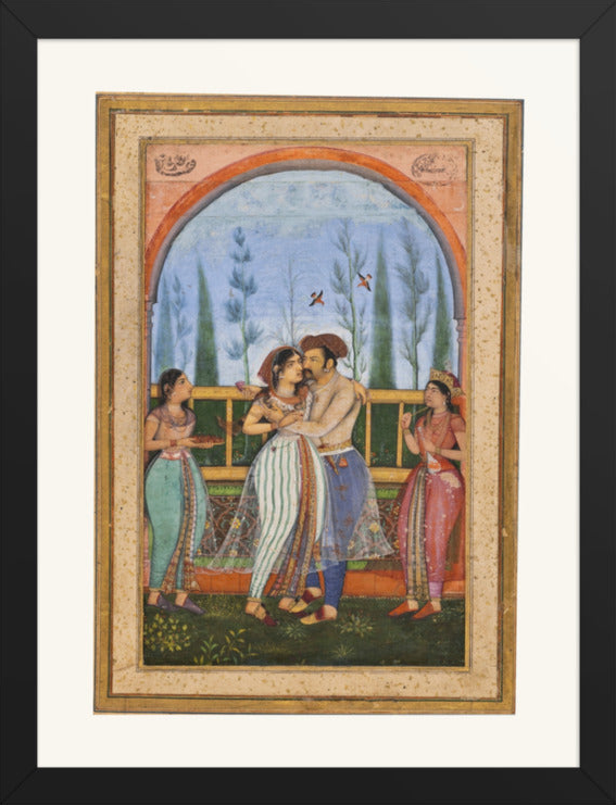 Emperor Jahangir Embracing Nur Jahan by Govardhan | Restored Mughal Wall Art — view 16