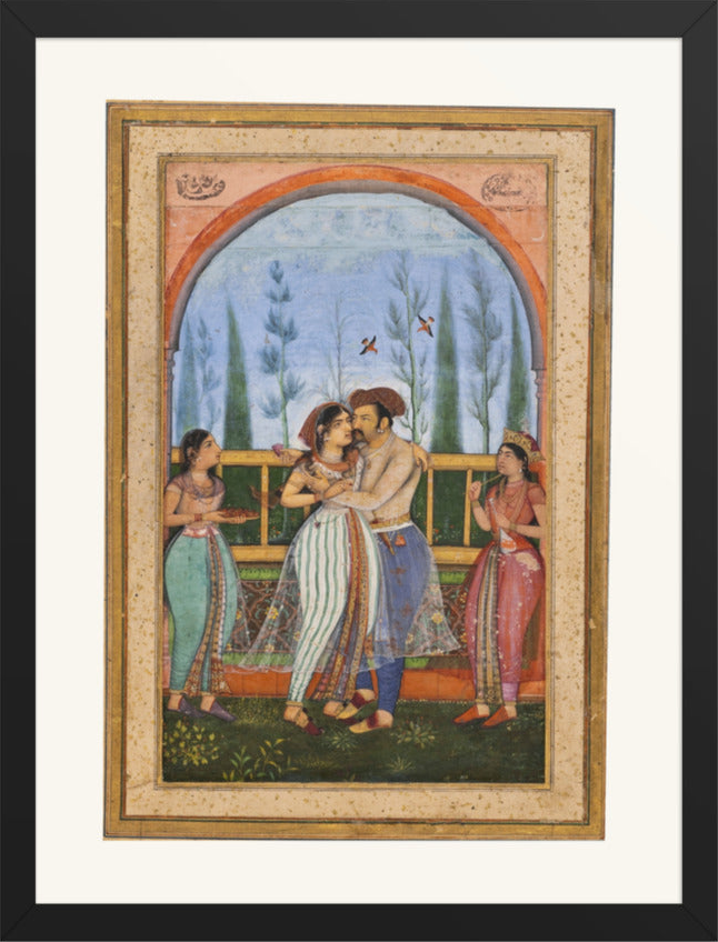 Emperor Jahangir Embracing Nur Jahan by Govardhan | Restored Mughal Wall Art — view 17